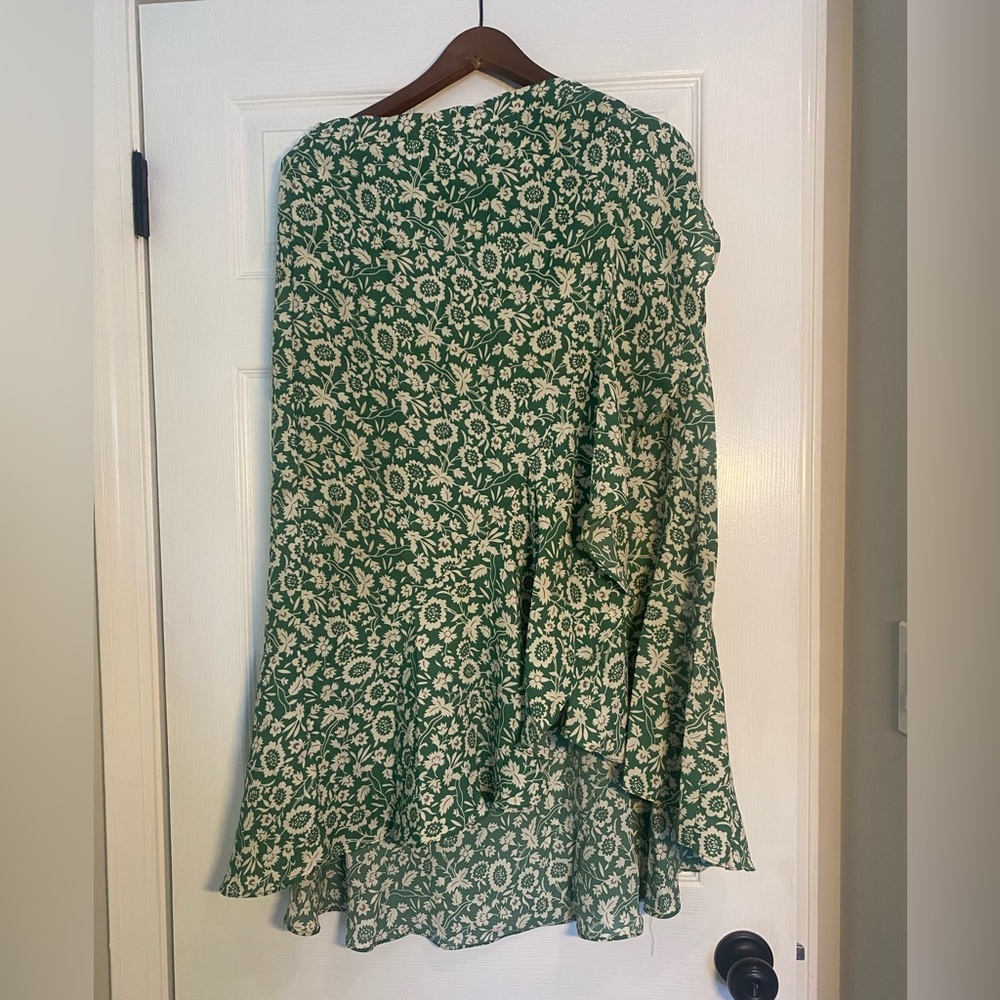 Max Studio Wrap Skirt Green and Whitee floral, midi length